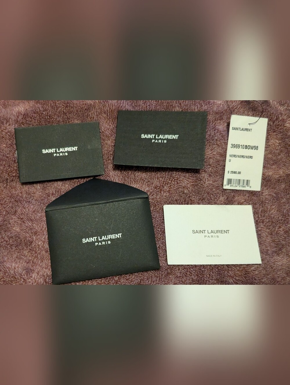 Saint Laurent Paris YSL Authenticity Cards Envelope Original Hang Tag Paper Set